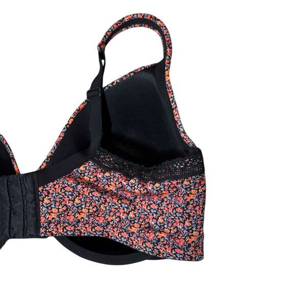Cacique Bra Satin Full Coverage Size 42DD Black Floral Print Underwire T Shirt - Picture 6 of 10